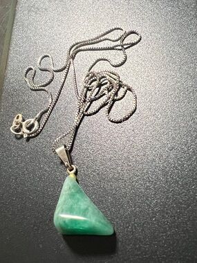 Jadeite Silver 925 Italy Box Chain Necklace